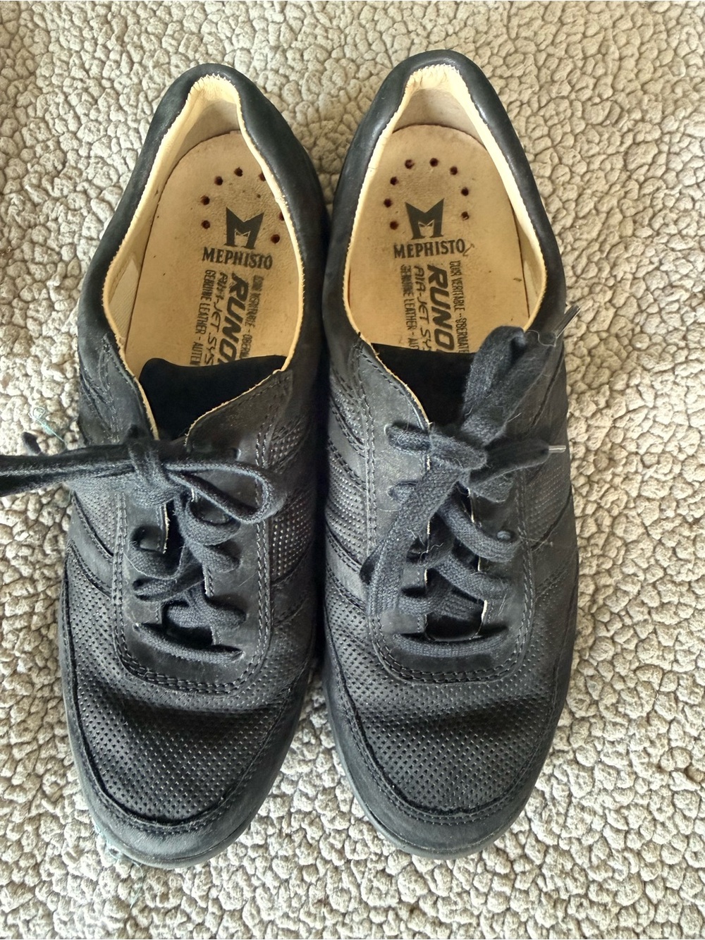 Mephisto Women’s Black Perforated Lace-Up Athletic Shoes